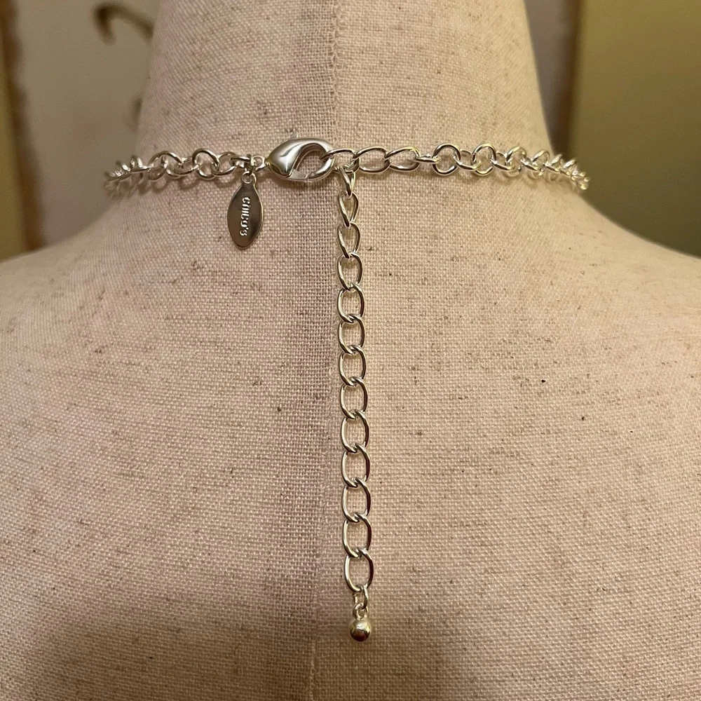 Chico’s Silver Layered Statement Necklace NWOT - Picture 5 of 8